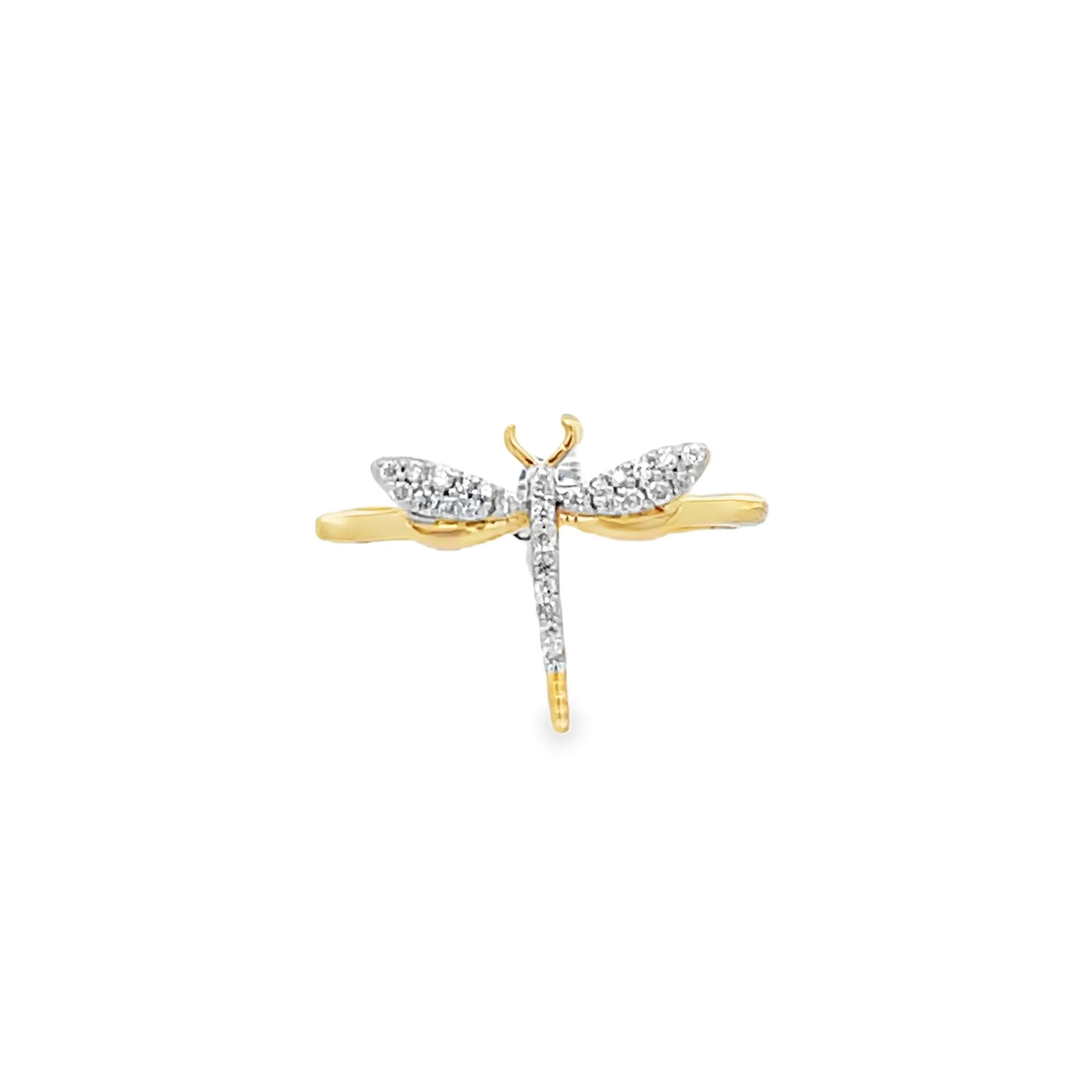 14K Yellow Gold 0.11ct. Dragonfly Diamond Fashion Ring