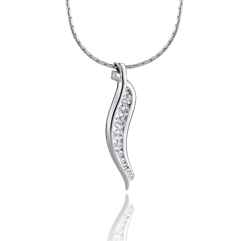 18ct White Gold 0.96ct Diamond cascade pendant