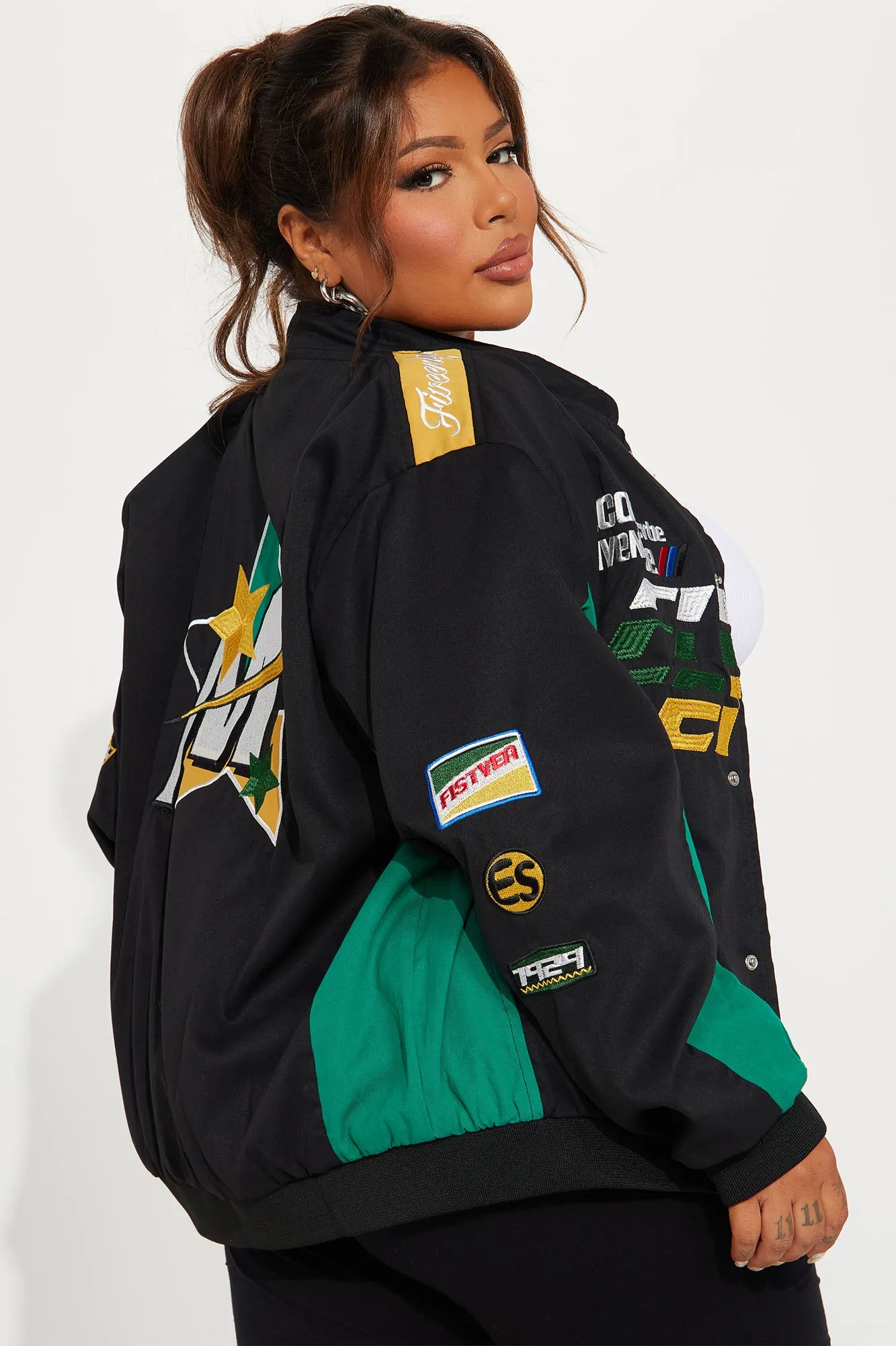 1929 Racer Bomber Jacket - Black/Green