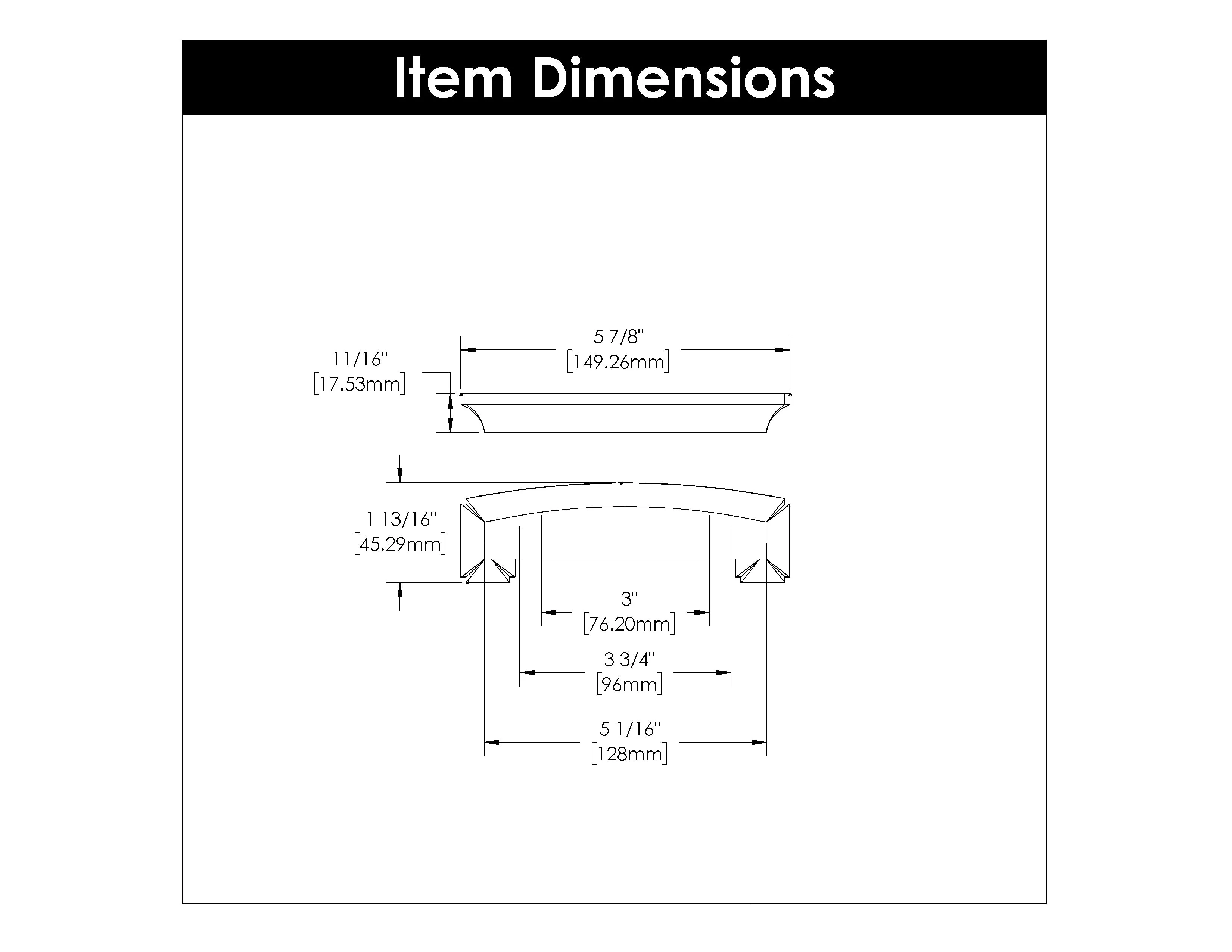 3 Inch (76mm), 3-3/4 Inch (96mm) & 5-1/16 Inch (128mm) Center to Center Bridges Collection Cup Pull