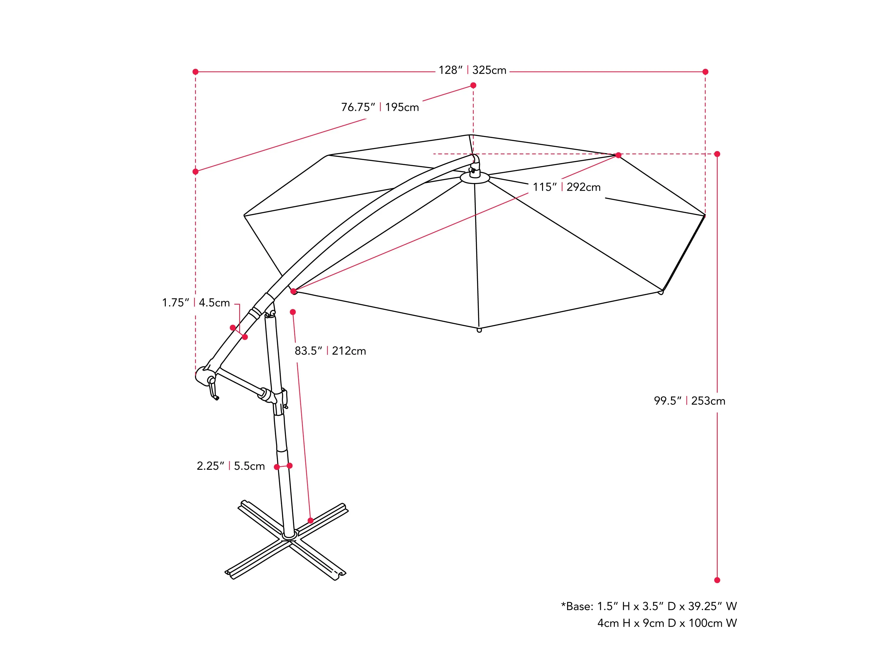 9.5ft Tilting Offset Patio Umbrella - Cobalt Blue