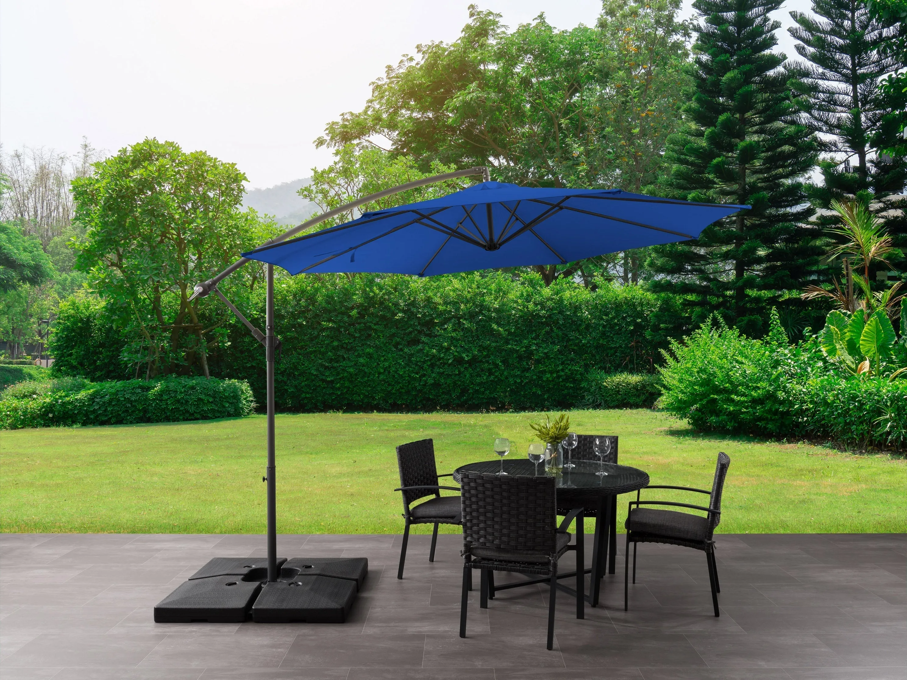 9.5ft Tilting Offset Patio Umbrella - Cobalt Blue