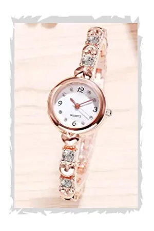 Acnos® Premium Brand Exclusive Choice Silver Diamond Studded Rose Gold Exclusive Silver Diamond Studded Rose Gold Bracelet Chain Girls Watch for Women Analog Watch for Girls