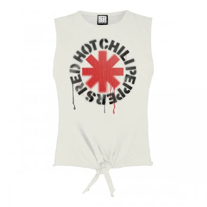 Amplified Womens/Ladies Stencil Asterix Red Hot Chili Peppers Vintage Crop Top