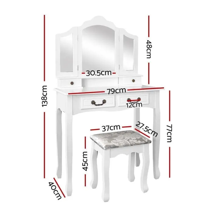 Artiss Dressing Table With Mirror - White