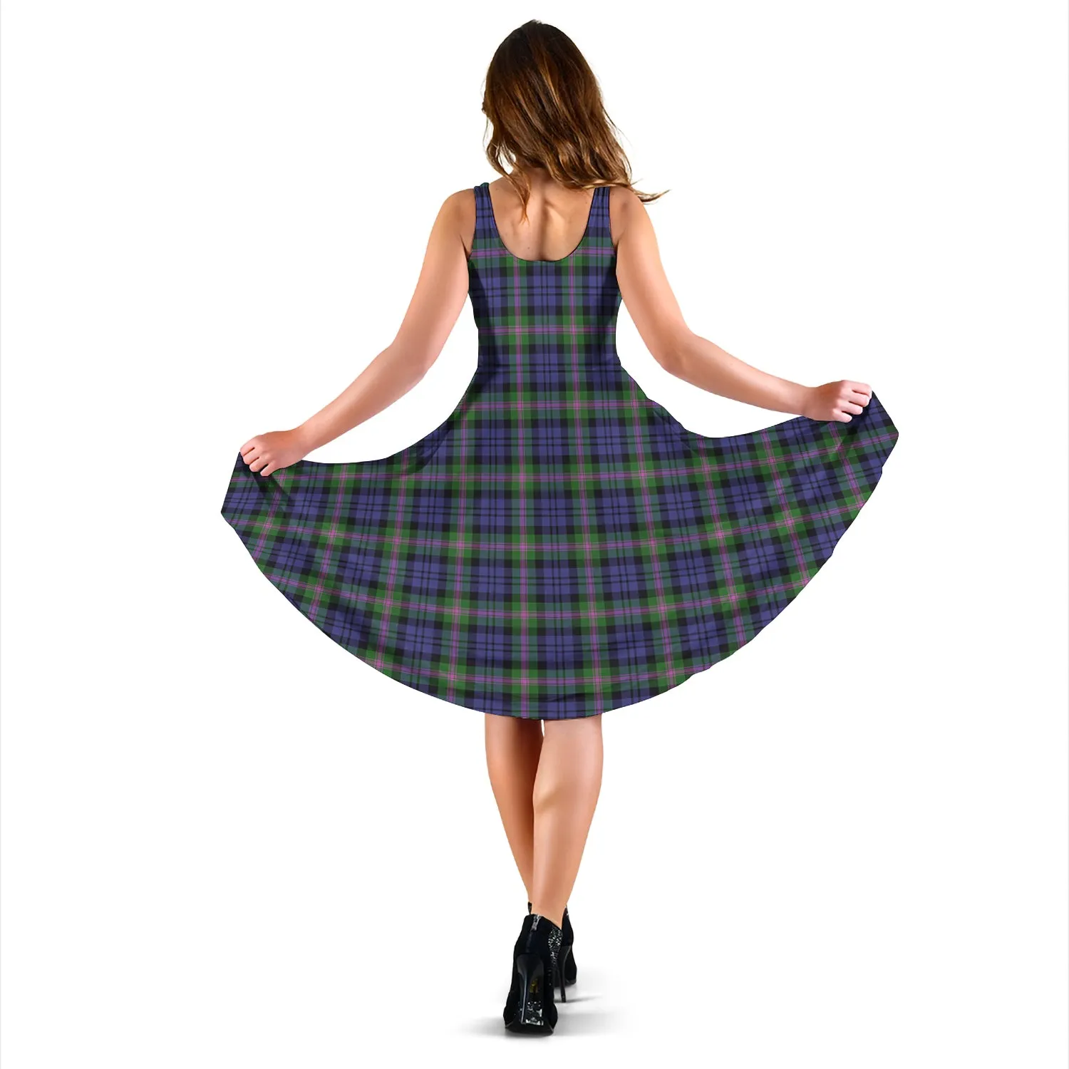 Baird Modern Tartan Sleeveless Midi Womens Dress