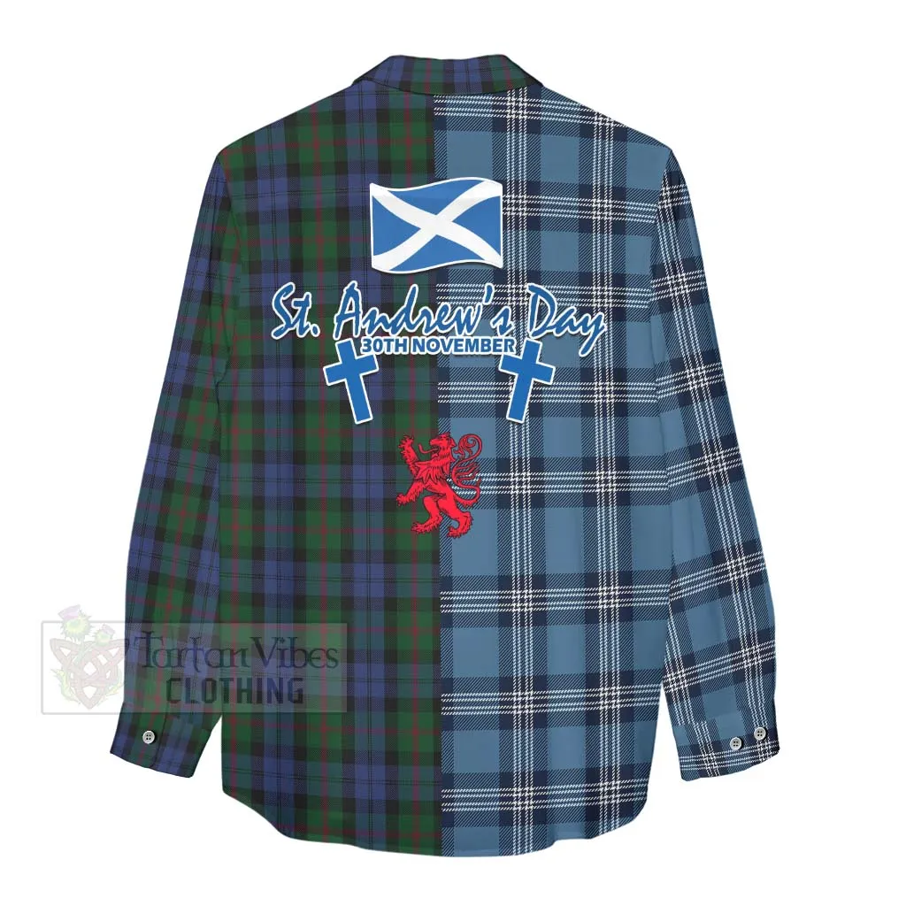 Baird Tartan Women's Casual Shirt Happy St. Andrew's Day Half Tartan Style