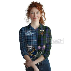 Baird Tartan Women's Casual Shirt Happy St. Andrew's Day Half Tartan Style