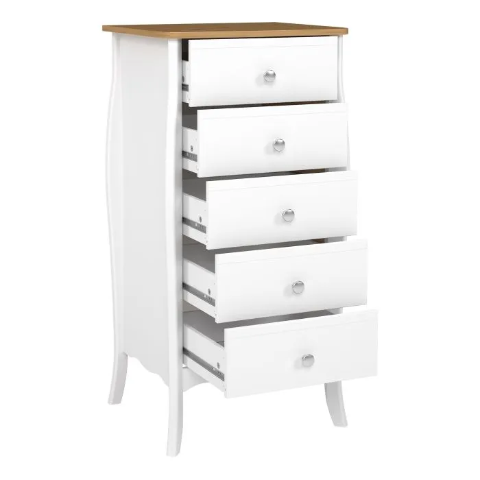 Baroque 5 Drawer Narrow in Pure White Iced Coffee Lacquer