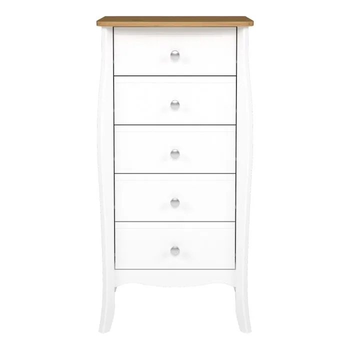 Baroque 5 Drawer Narrow in Pure White Iced Coffee Lacquer