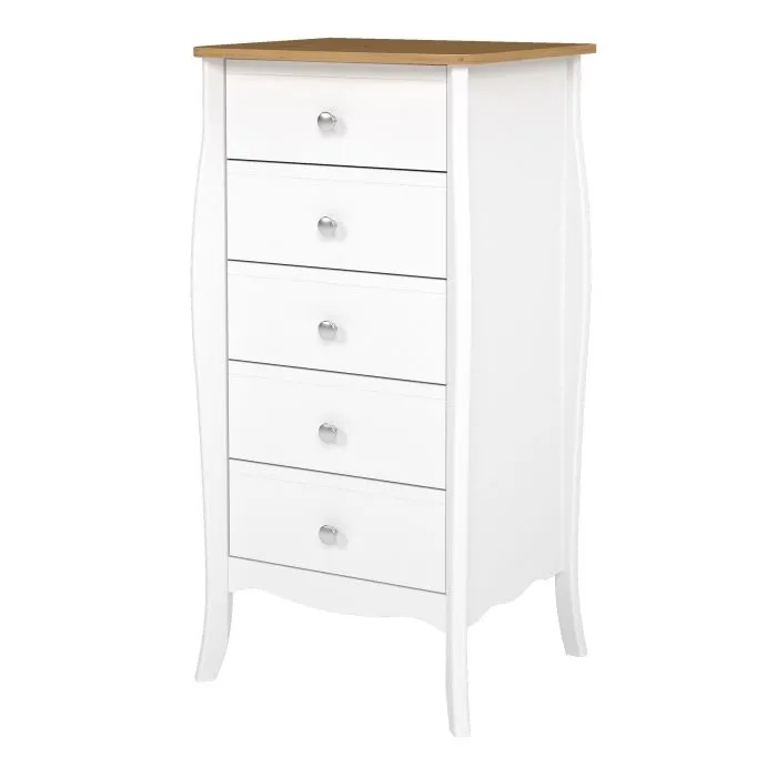 Baroque 5 Drawer Narrow in Pure White Iced Coffee Lacquer