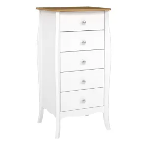 Baroque 5 Drawer Narrow in Pure White Iced Coffee Lacquer