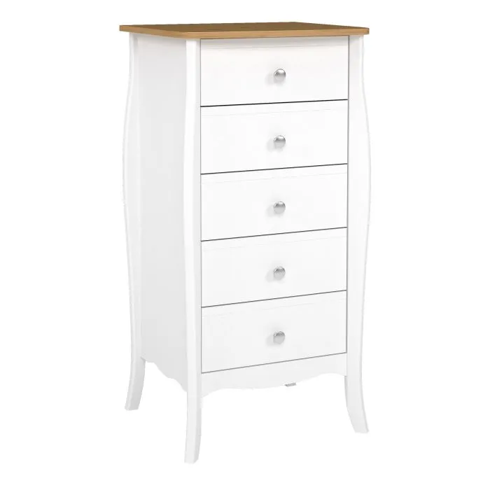 Baroque 5 Drawer Narrow in Pure White Iced Coffee Lacquer