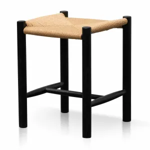 Black Low Stool - Natural Seat