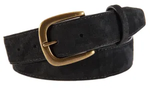 Black Suede Belt, Hudson Buckle (Antique Brass)