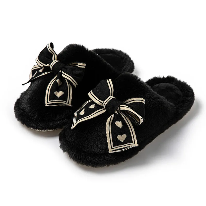 Bowknot Cotton Slippers Home Plush Slippers