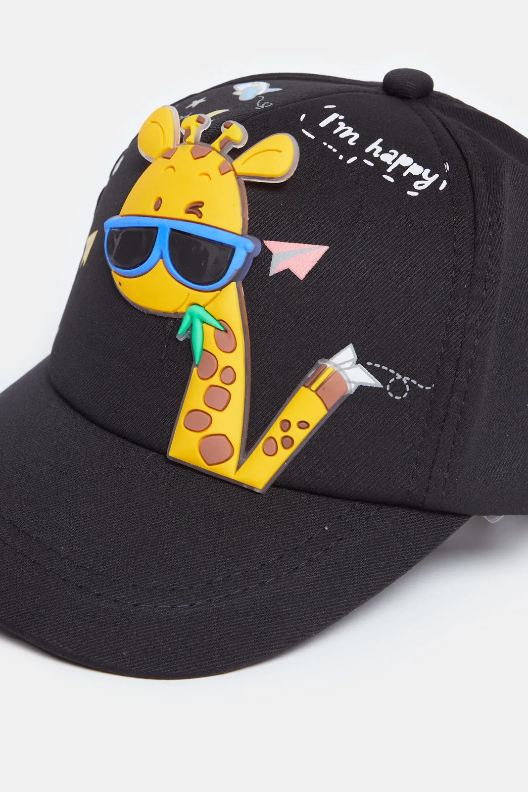 Boys Black Giraffe Cap