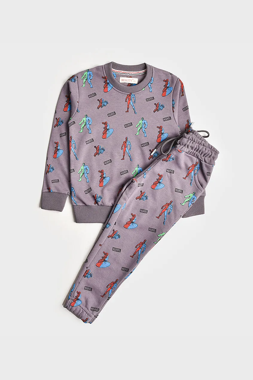 Boys’ Grey Terry Fabric Tracksuit