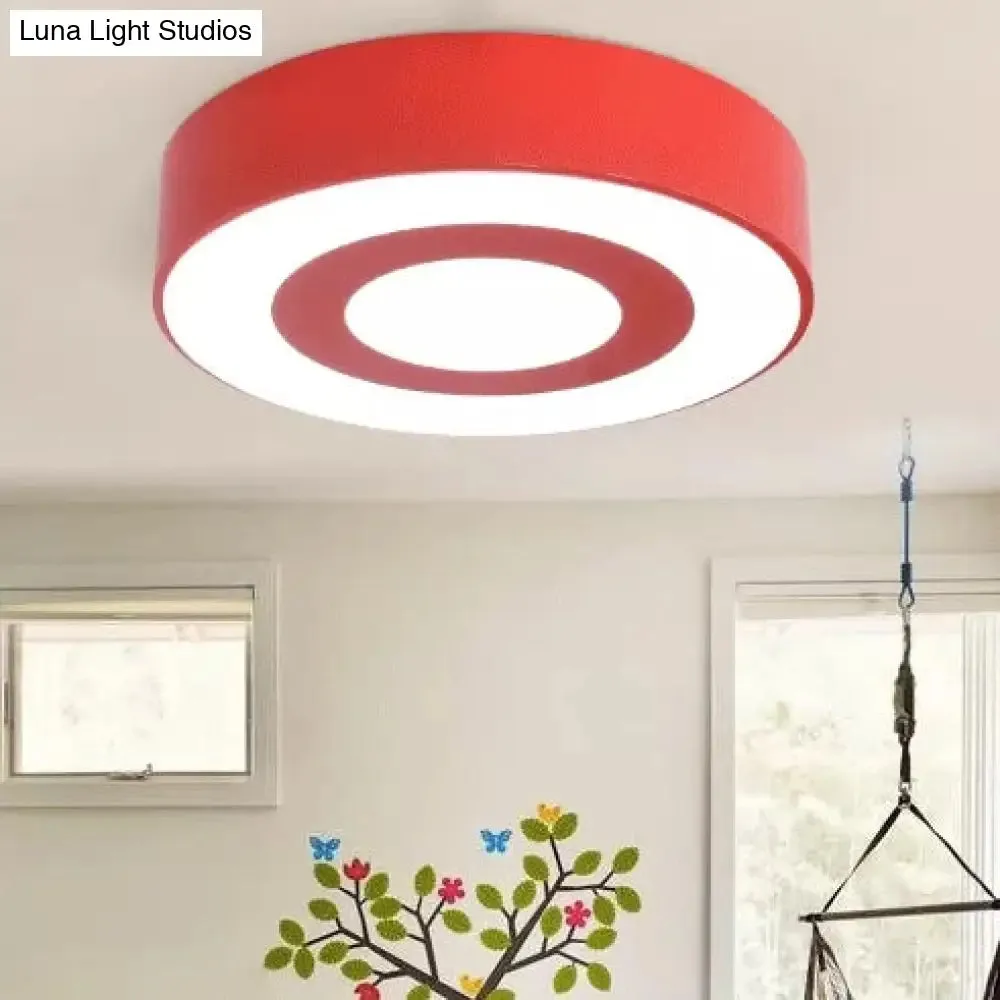 Bright-Colored Acrylic Flush Mount Ceiling Light for Kindergarten with Kids' Concentric Circle Design