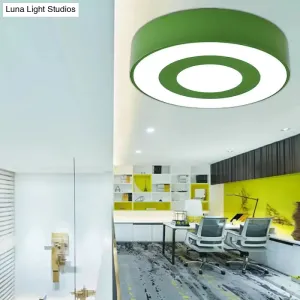 Bright-Colored Acrylic Flush Mount Ceiling Light for Kindergarten with Kids' Concentric Circle Design