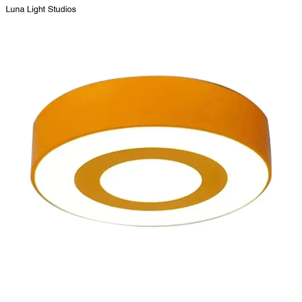 Bright-Colored Acrylic Flush Mount Ceiling Light for Kindergarten with Kids' Concentric Circle Design