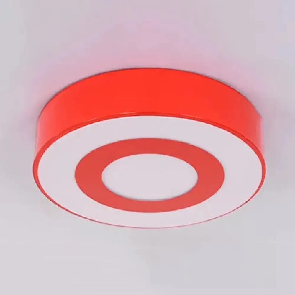 Bright-Colored Acrylic Flush Mount Ceiling Light for Kindergarten with Kids' Concentric Circle Design