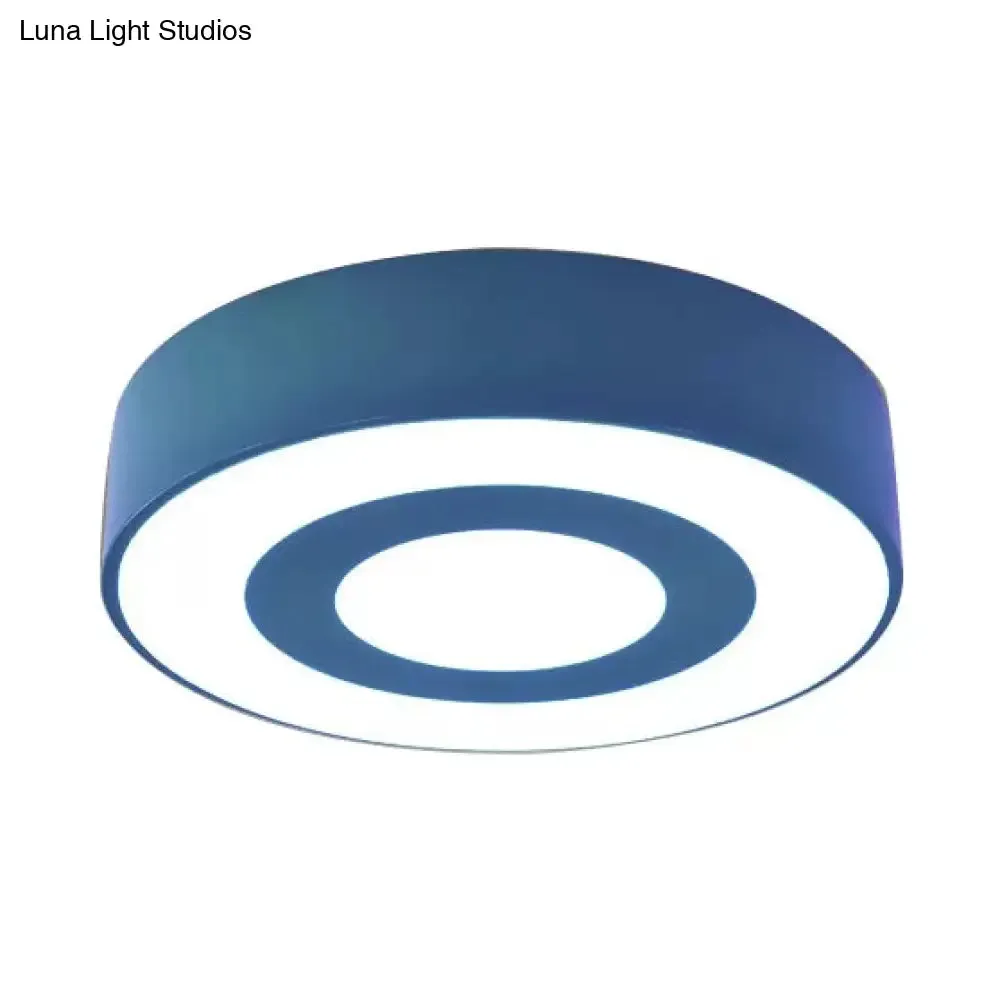 Bright-Colored Acrylic Flush Mount Ceiling Light for Kindergarten with Kids' Concentric Circle Design