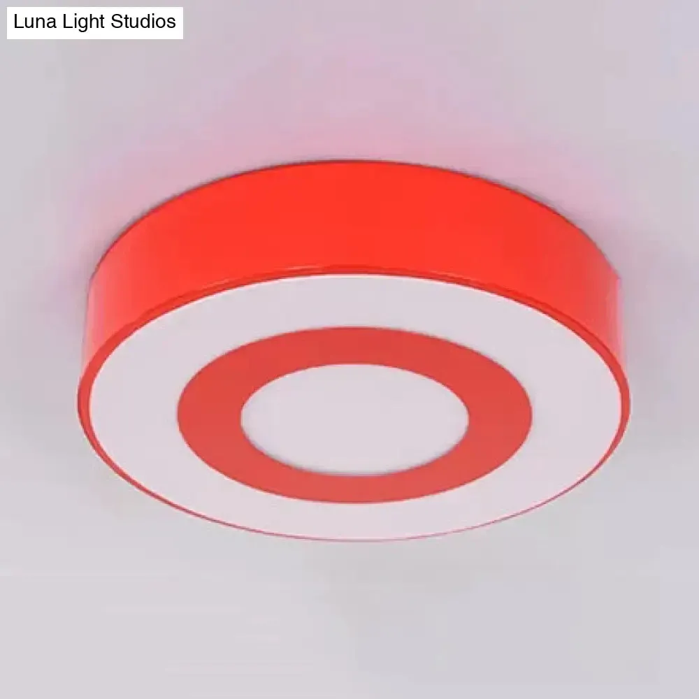 Bright-Colored Acrylic Flush Mount Ceiling Light for Kindergarten with Kids' Concentric Circle Design