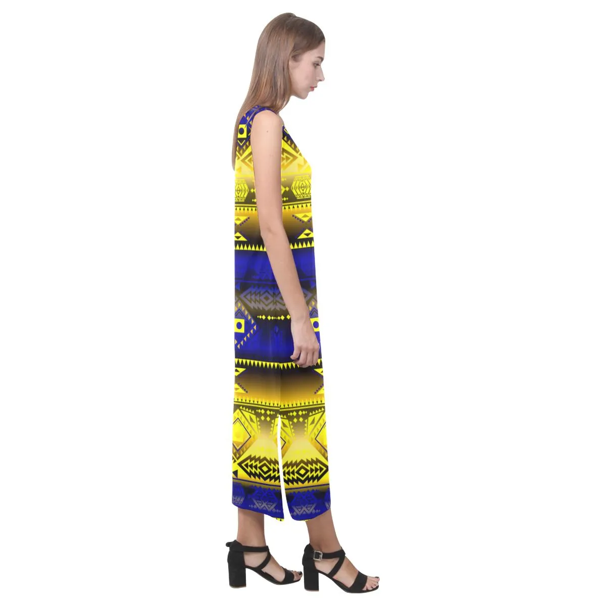 California Coast Afternoon Storm Phaedra Sleeveless Open Fork Long Dress