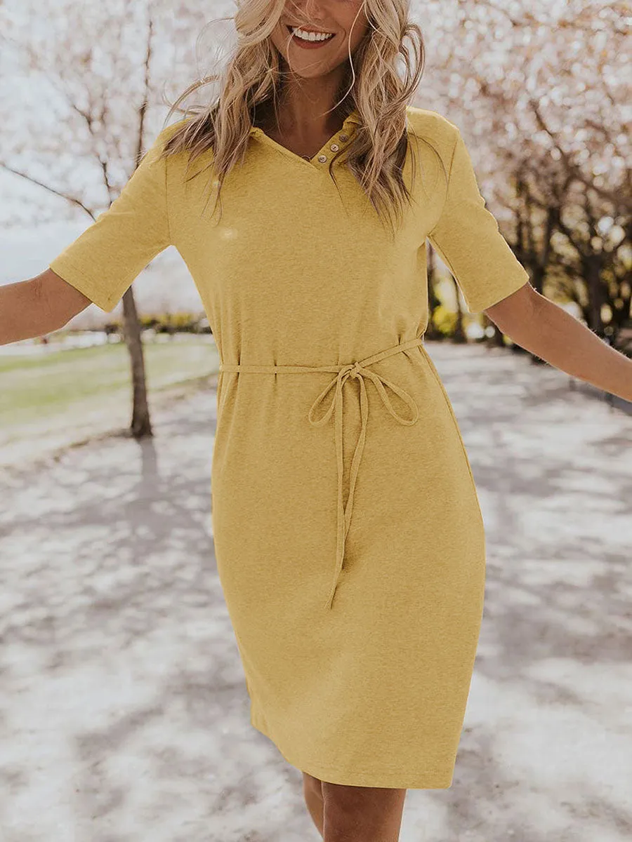 Casual Solid Color Comfortable Waist Dress