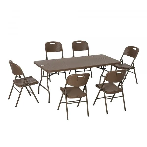 Chic 6-Seater Resin Rattan Effect Dining Set