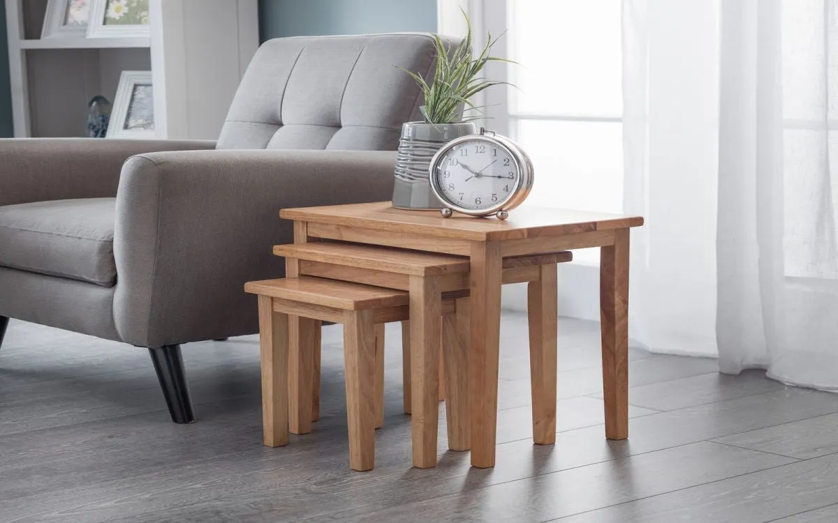 Cleo Light Oak Nest of Tables by Julian Bowen