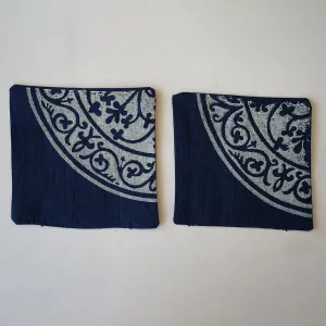 Coaster Semi-Circle | Rangoli Block Printed | Cobalt Blue