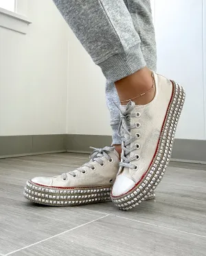 DOORBUSTER Beige Studded Sneakers