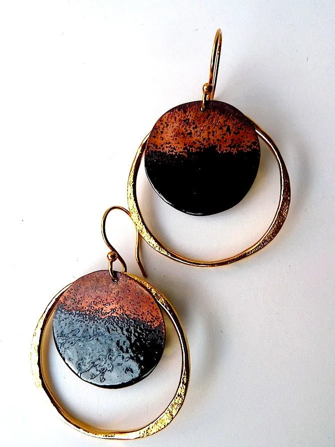 Earrings Medium Hoop Black Enamel By Sibilia