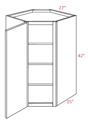 EB02-CW2742 Elegant Smokey Gray Assembled 27x42 Wall Diagonal Corner Cabinet