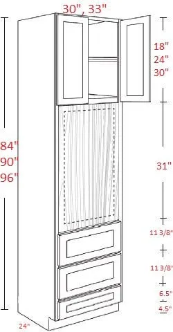 EB02-OV3090 Elegant Smokey Gray Assembled Single 30x90 Oven Cabinet