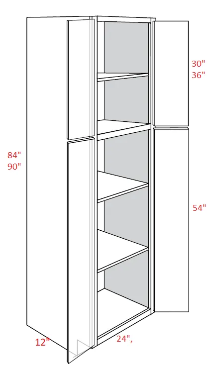 EB02-UC2412X84 Elegant Smokey Gray Assembled 24x84x12 Pantry Cabinet