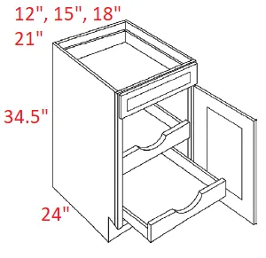 EB10-B15-POS2 Elegant White Assembled 15" Base Cabinet With Roll Outs