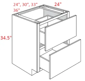 EB10-DB33-2 Elegant White Assembled 33" Drawer Base Cabinet