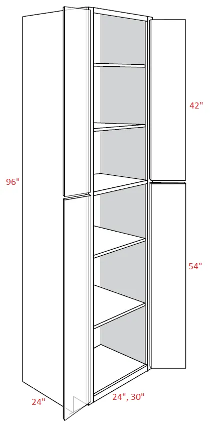 EB10-UC2424X96 Elegant White Assembled 24x96 Pantry Cabinet