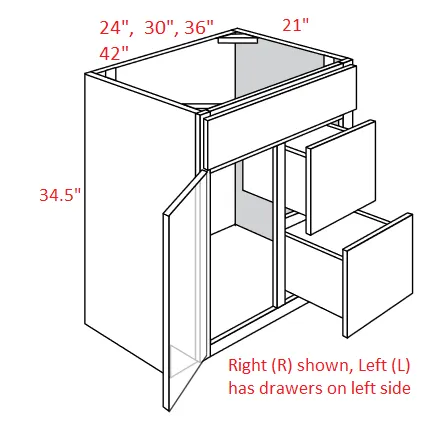 EB10-V4221D-L Elegant White Assembled Vanity Sink Base cabinet