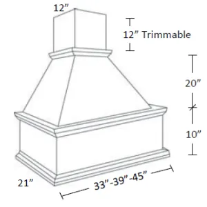 EB10-WHP30/33 Elegant White Decorative Straight Hood