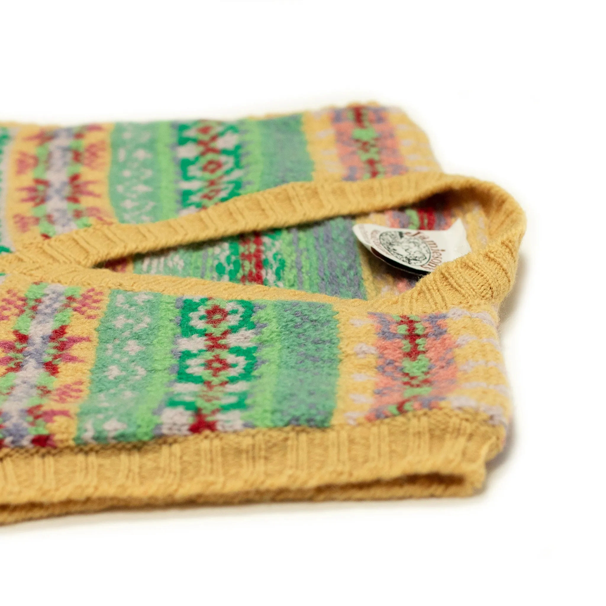 Fair Isle v-neck sweater vest, mango, cherry red, mint green, and pink (restock)