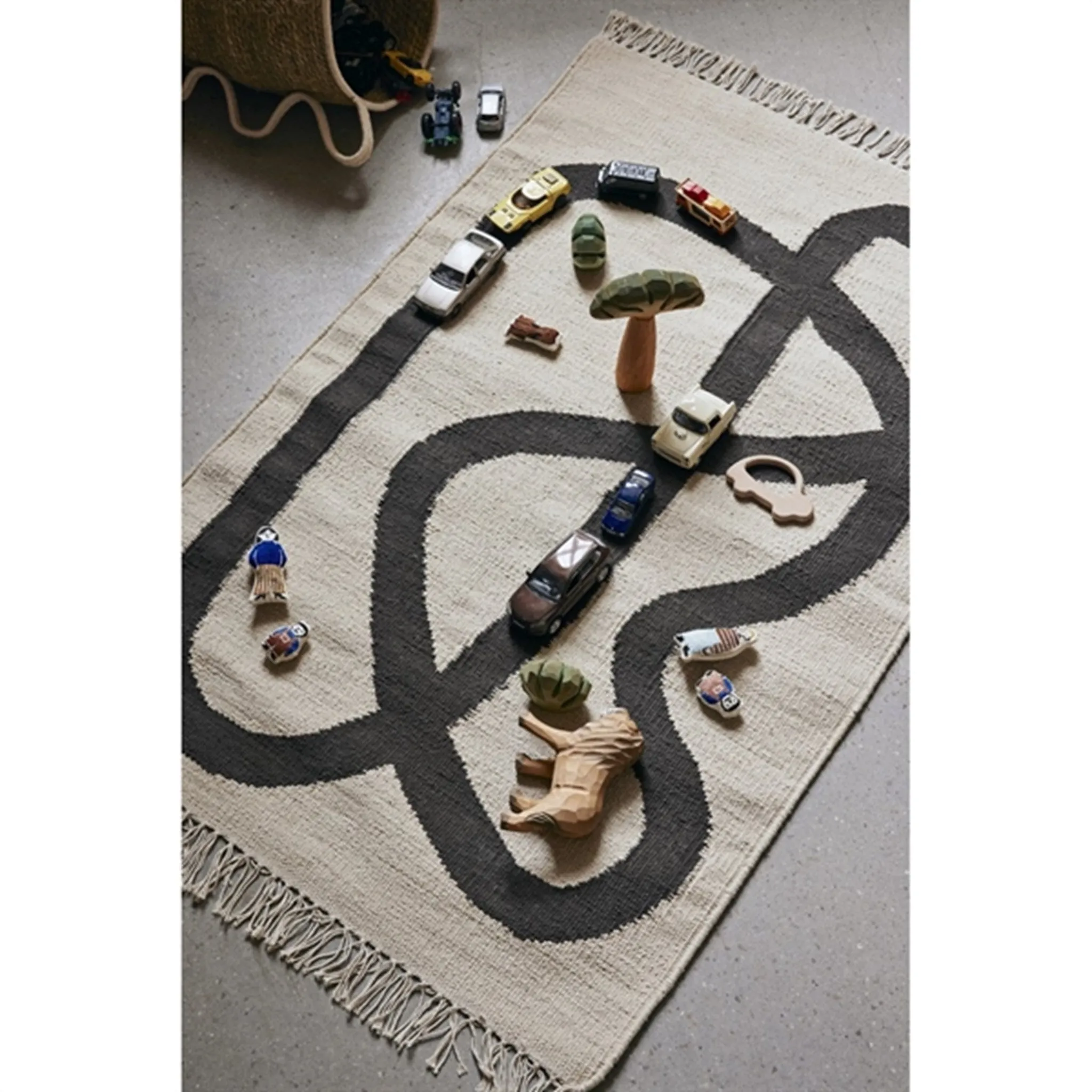 Ferm Living Lane Rug Off-White/Chocolate