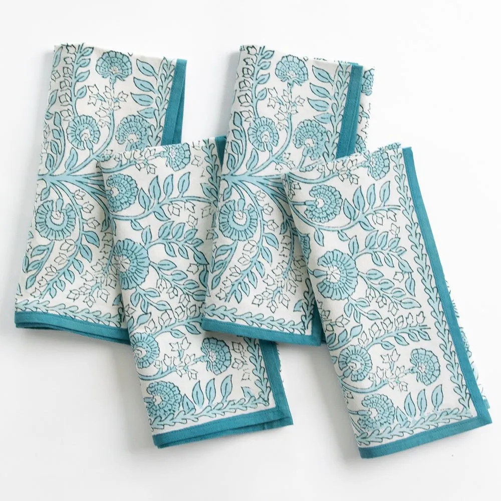 Floral Trellis Aqua Napkin | Set of 4