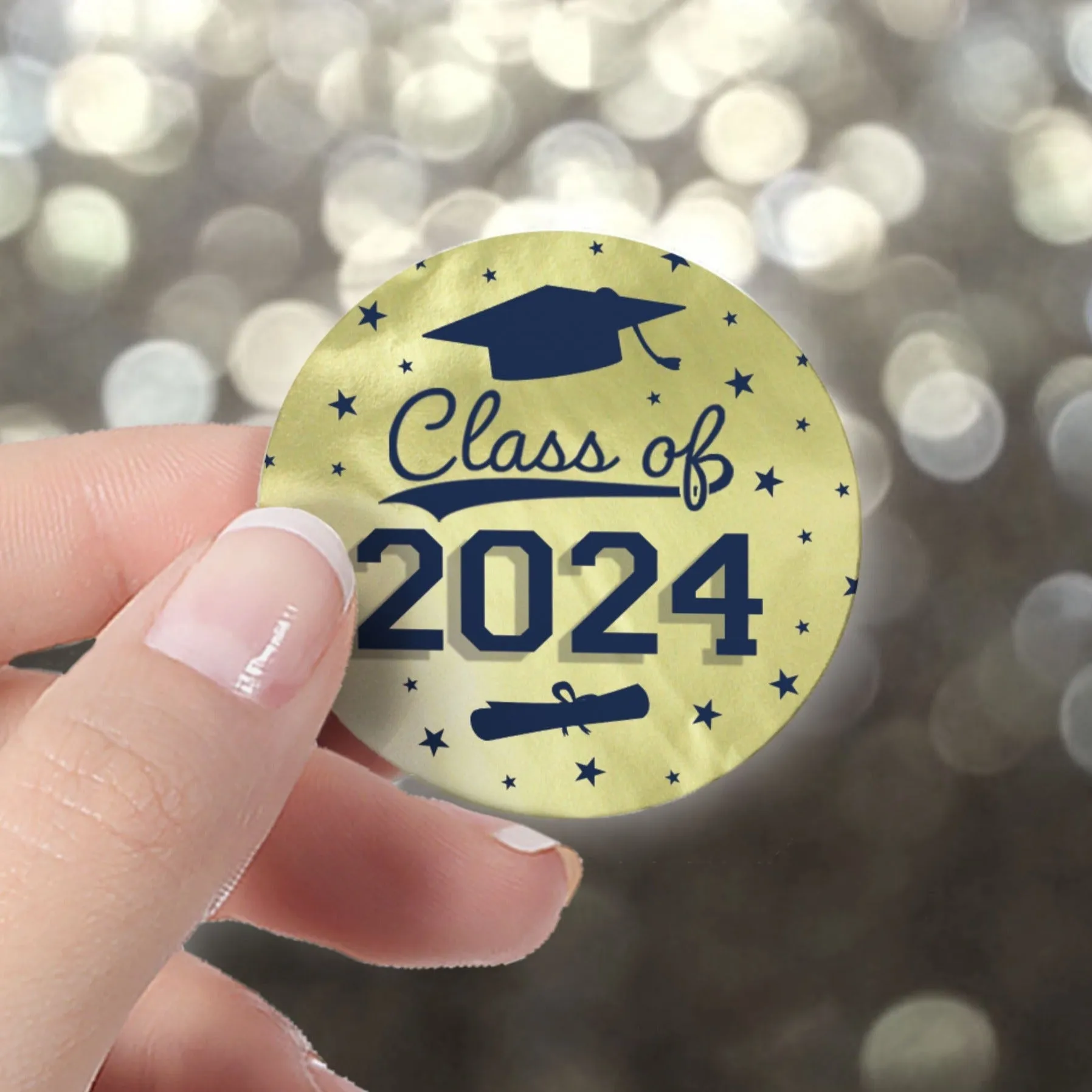 Graduation Class of 2024: Graduation Party Favors Circle Stickers for Envelopes, Bag Seals - 10 School Colors - 40 Stickers