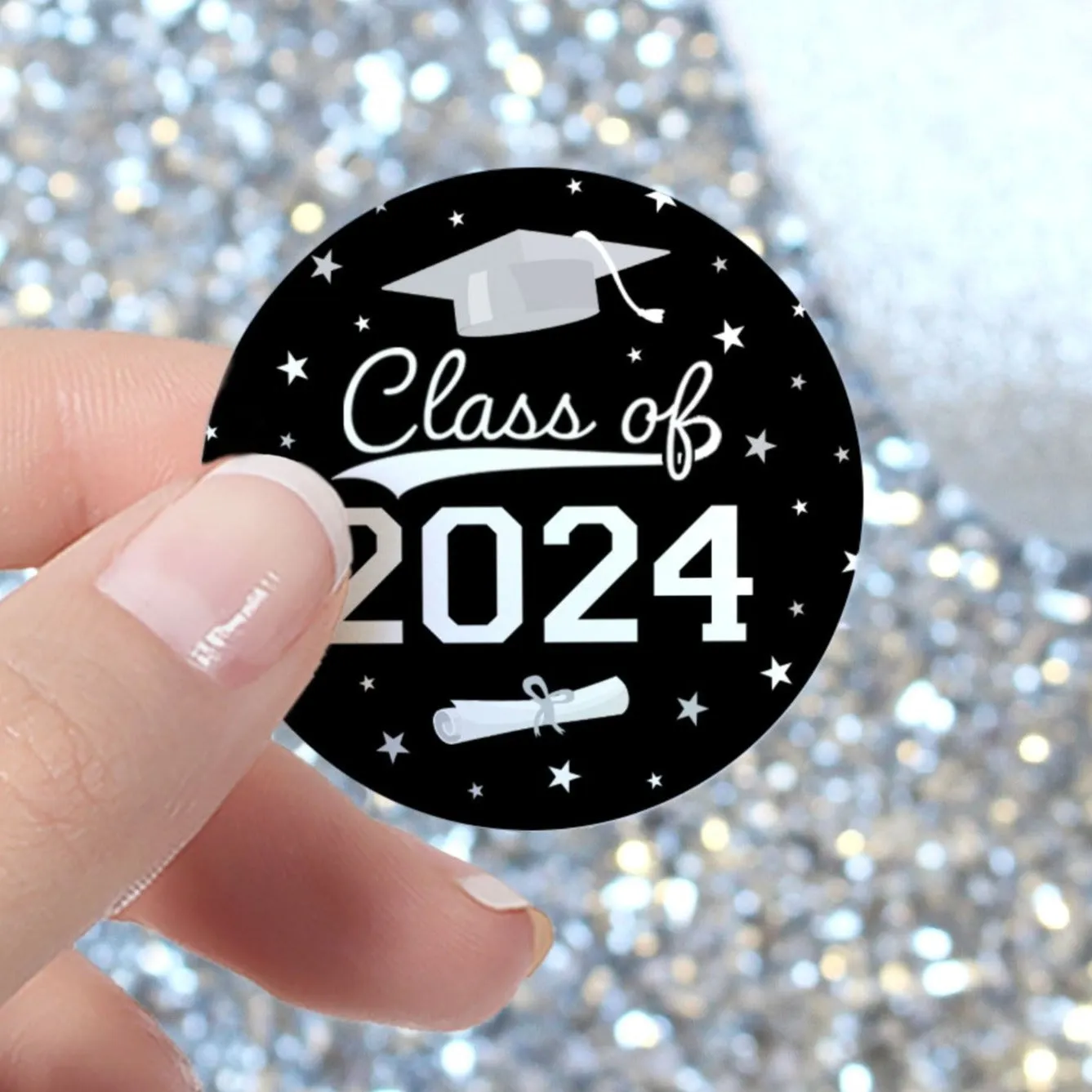 Graduation Class of 2024: Graduation Party Favors Circle Stickers for Envelopes, Bag Seals - 10 School Colors - 40 Stickers