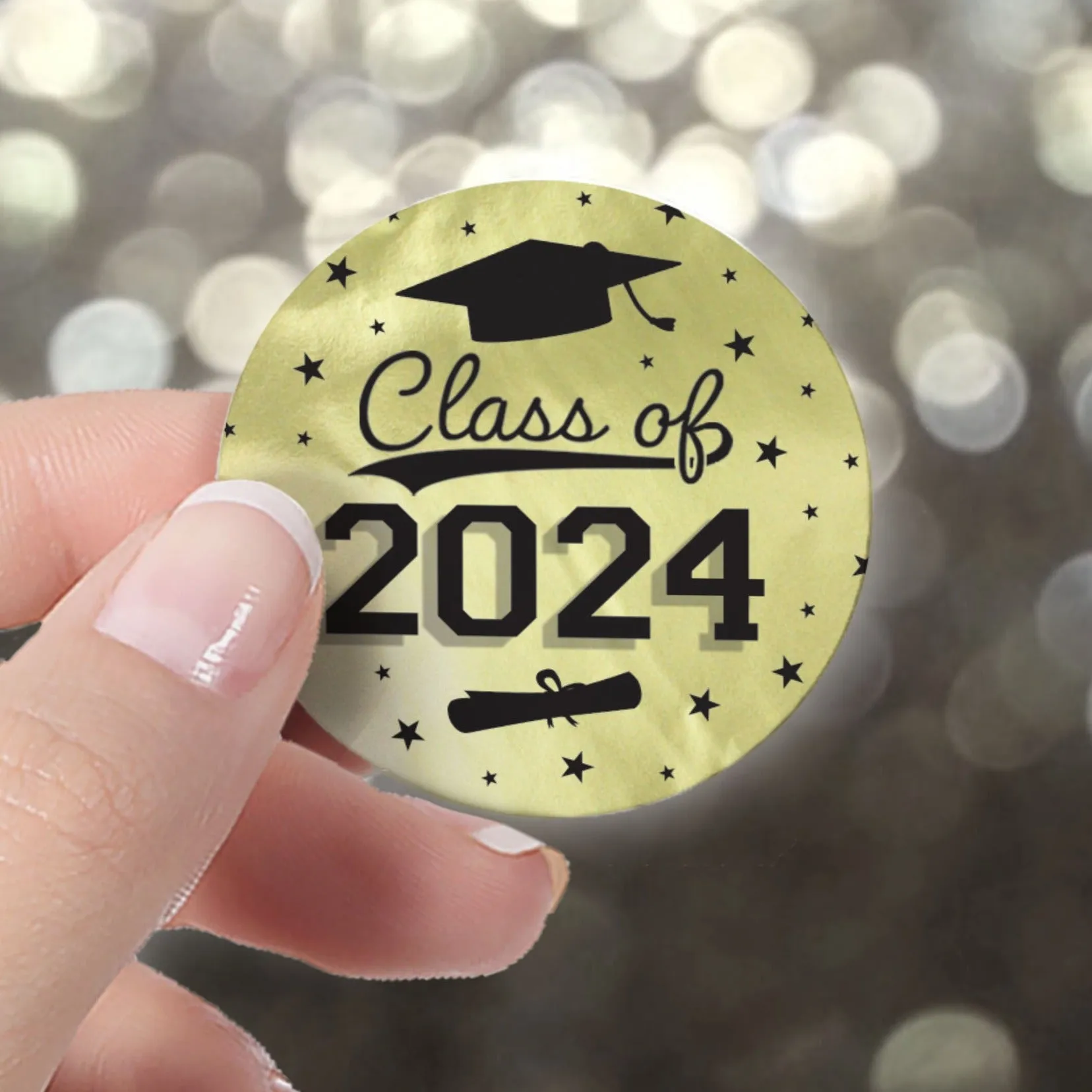 Graduation Class of 2024: Graduation Party Favors Circle Stickers for Envelopes, Bag Seals - 10 School Colors - 40 Stickers