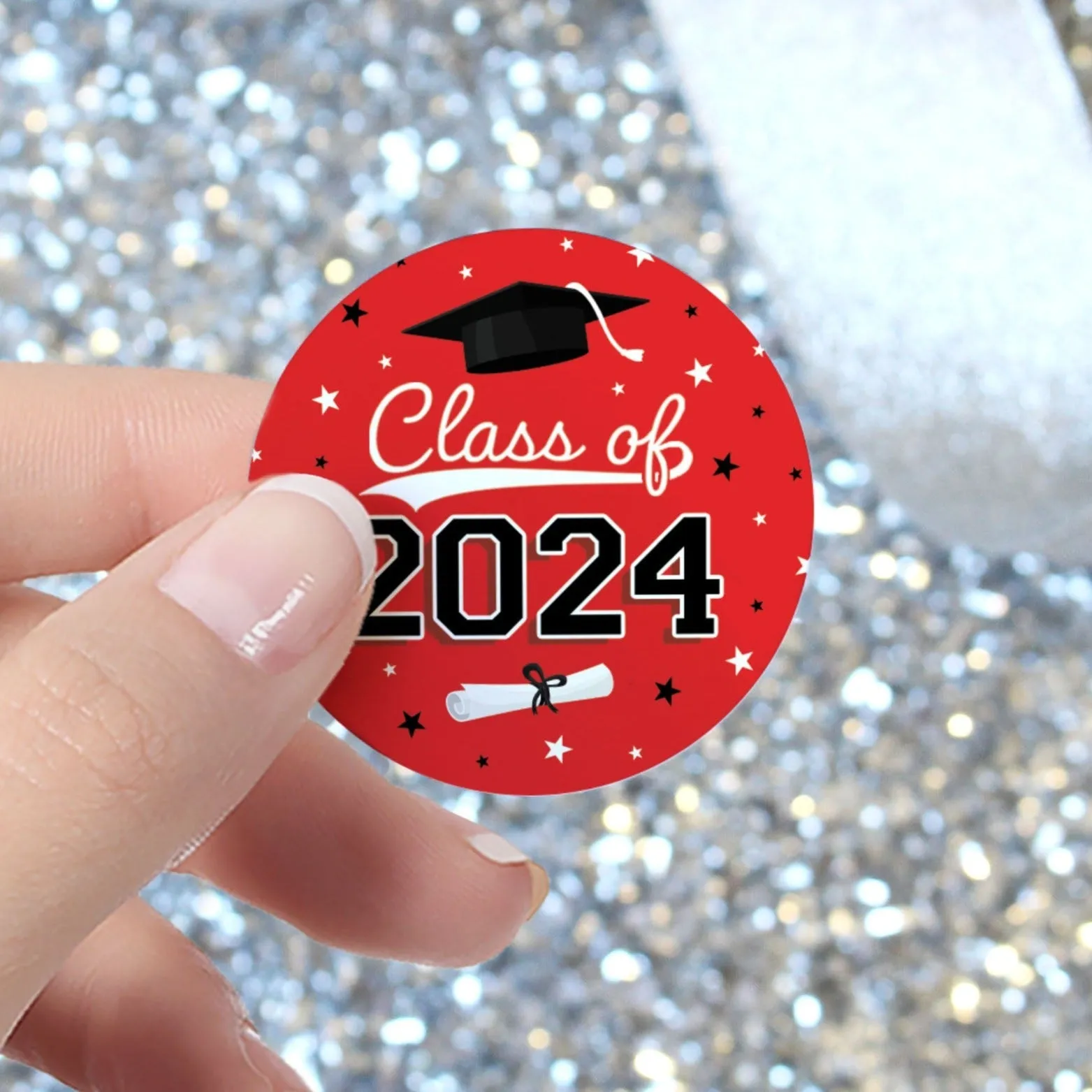 Graduation Class of 2024: Graduation Party Favors Circle Stickers for Envelopes, Bag Seals - 10 School Colors - 40 Stickers